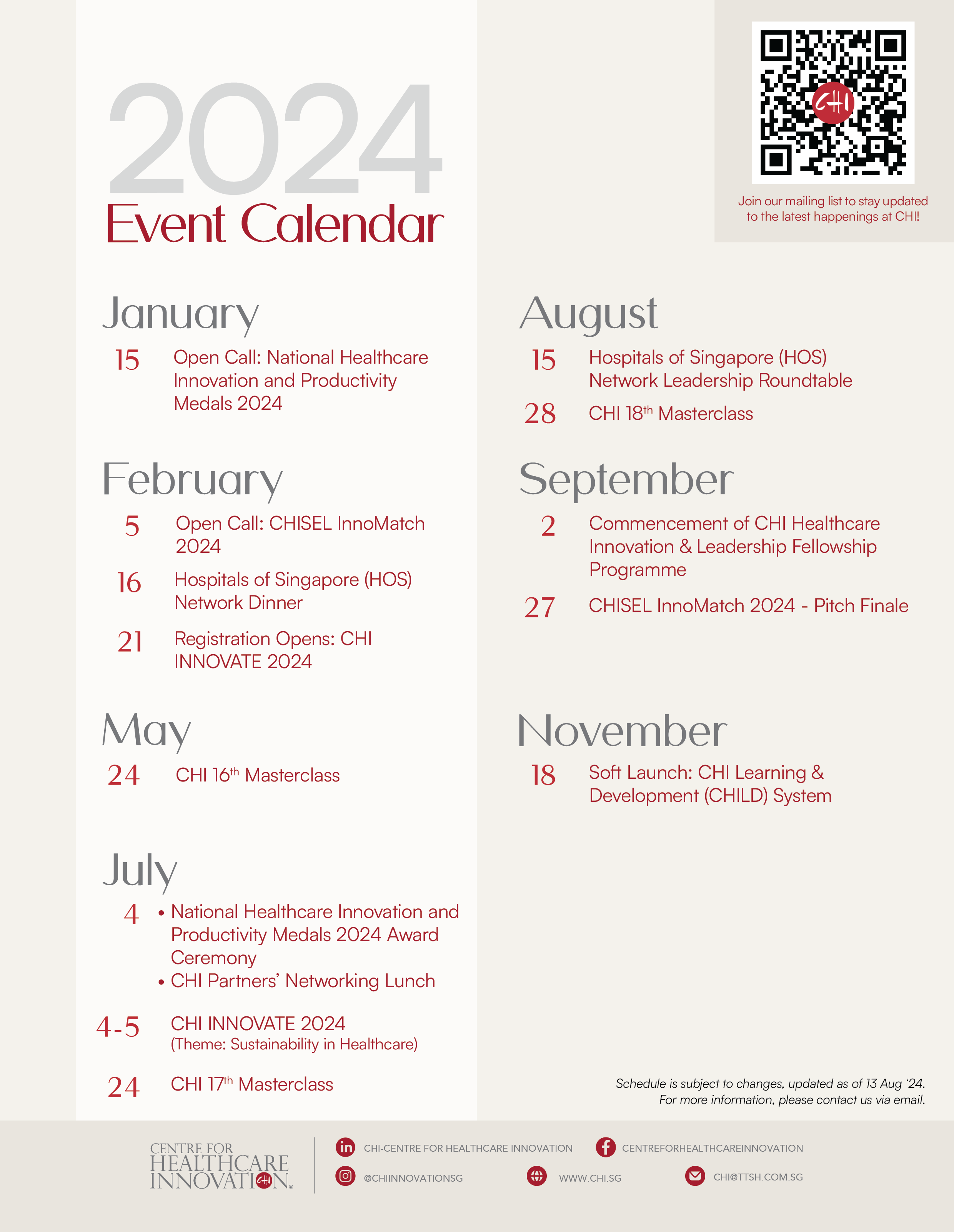 CHI Events Calendar 2024